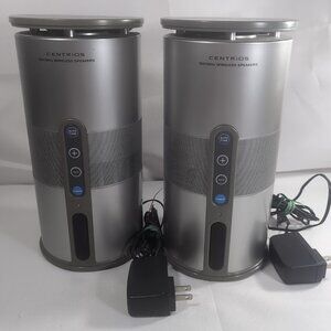 2 Set Centrios 900MHz Wireless Speakers 4015004 Silver Tower UNTESTED